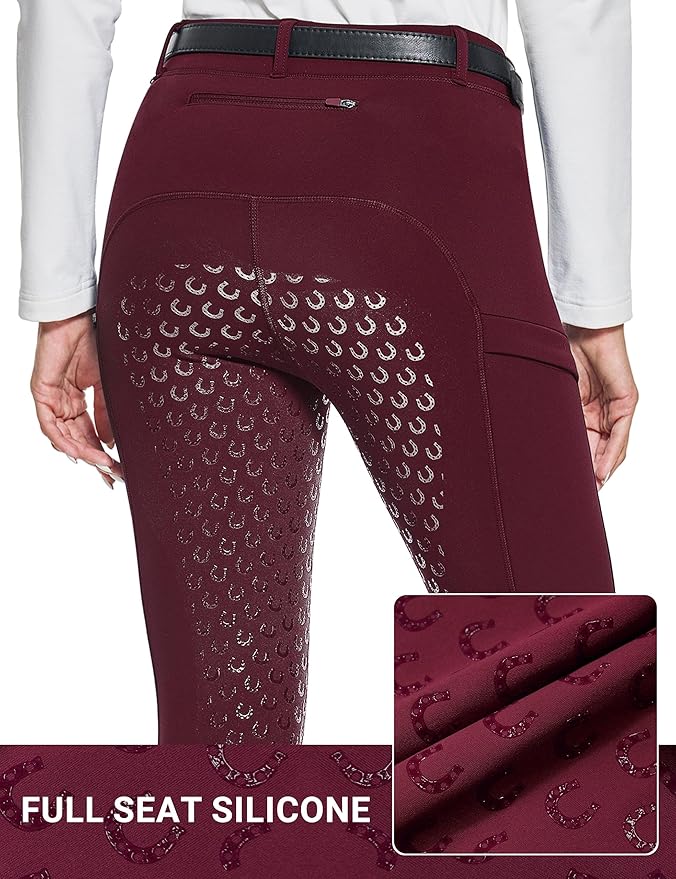 FitsT4 Sports Women's Winter Horse Riding Pants with Zipper Pockets Full Seat Riding Tights Fleece Lined Equestrian Breeches