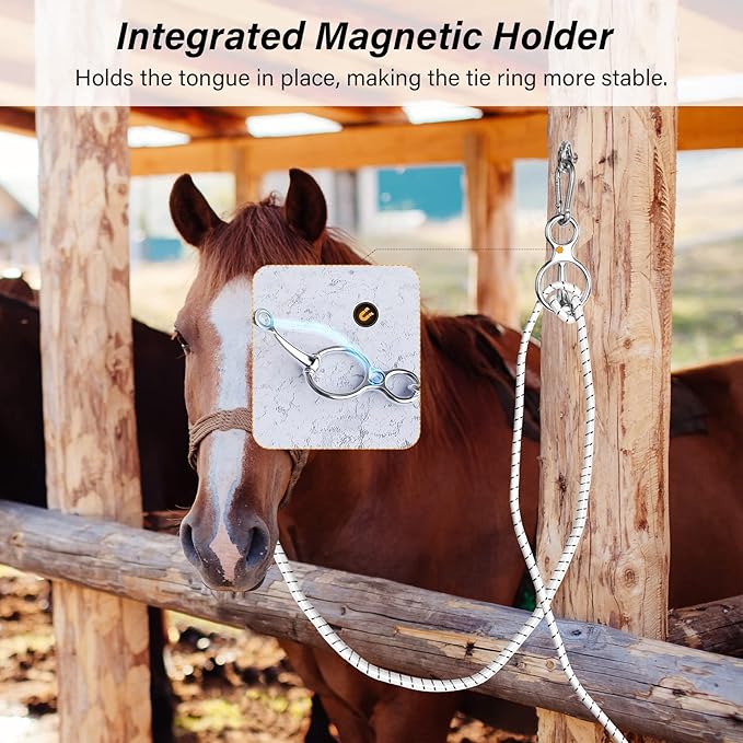 Horse Tie Ring, Horse tack and Supplies, Safe Horse Accessories,Horse Training Equipment with Eye Bolt,Quick snap,Humane Way Tie Ring,Prevent Horses from Pulling Back,Durable Steel