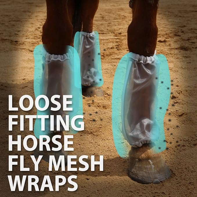 Universal Size Horse Leggings Fine Mesh Horse Fly Boots Greatly Reduce Stomping Breathable Horse Boots Leg Wraps (Set of 4) Silver