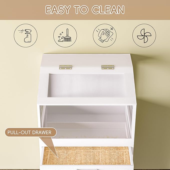 Betterhood Hamster Cage with Storage Cabinet,Hamster Cag for Small Animals, Large Hamster Cage and Habitat with Easy View Acrylic Panels for Hamster, Rabbit, Hedgehog (24"x19"x40")