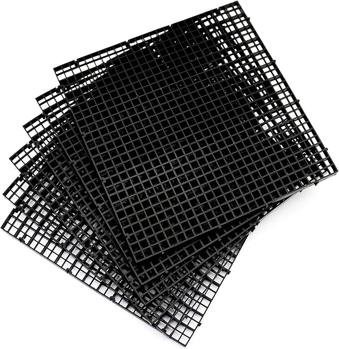 ALEGI Aquarium Fish Tank Divider Plastic Egg Crate Aquarium Filter Bottom Tray Plastic Grid (L 6pcs Black)