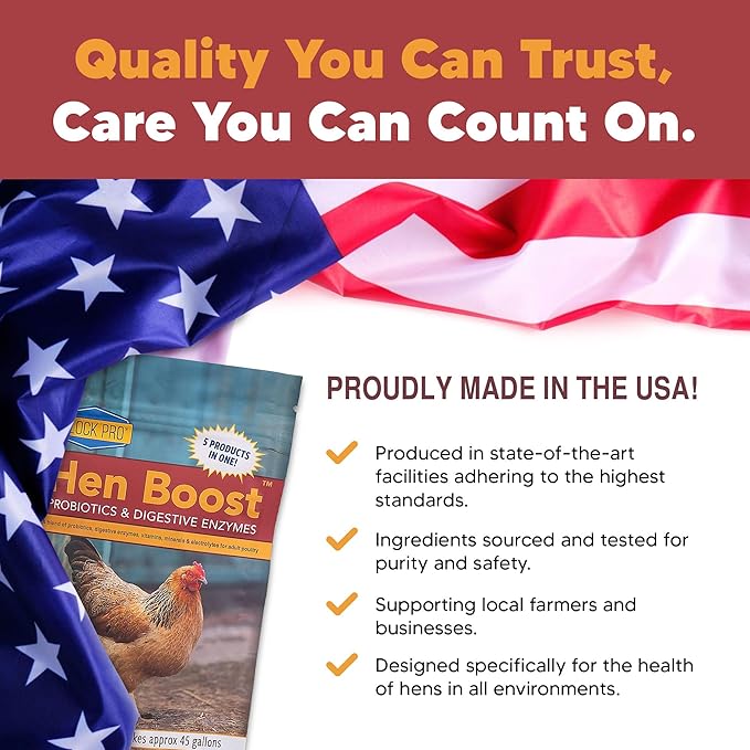 Flock PRO Hen Boost - Digestive Supplement for Hens | Chicken Vitamins and Supplements | Probiotics, Digestive Enzymes, Electrolytes for Adult Poultry-8 OZ