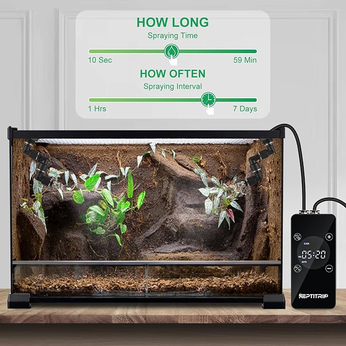 Reptile Mister With Inner Clock, Easy to Setup Misting Timer for Reptile Tanks, DIY Misting System for Amphibians, and Rainforest Plants