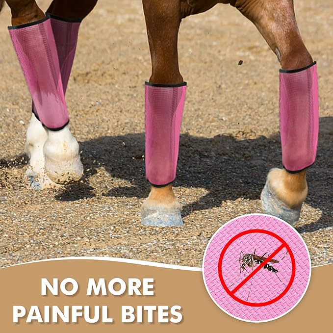4 Sets Fly Boots Loose Fitting & Non-Slip Horse Fly Leggings No More Horsefly Nuisance Greatly Reduce Stomping Breathable with Natural Air Flow