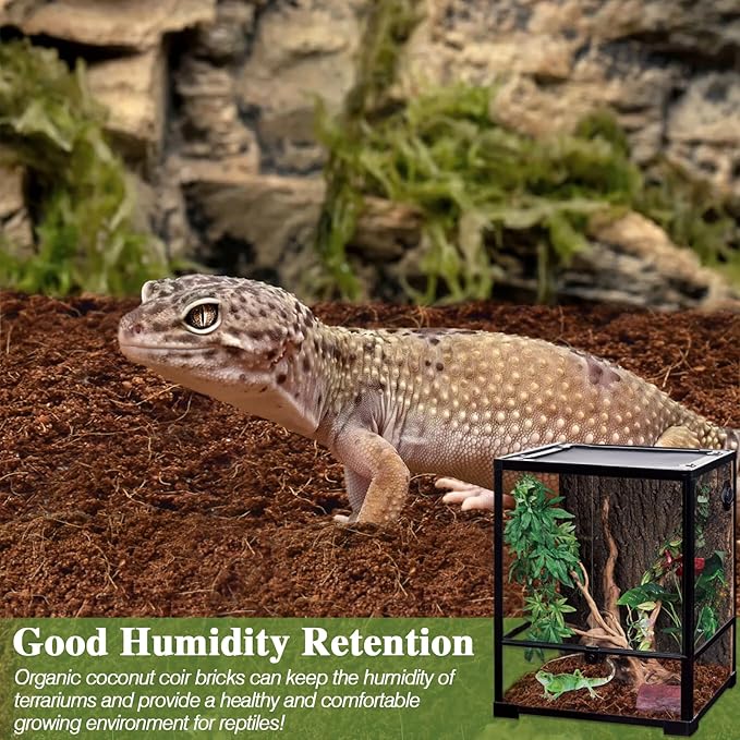 ZeeDix 1 Pack Coconut Fiber Substrate, 100% Organic Coconut Husk Coco Coir Brick Terrarium Bedding for Reptiles, Tortoise, Bearded Dragon, Leopard Gecko, Snake, Hermit Crabs, Frogs, Tarantula(10LB)