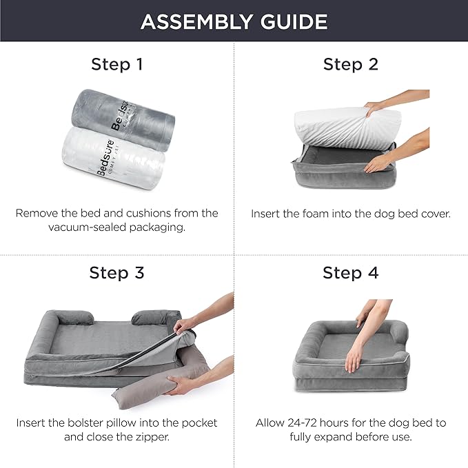 Bedsure XXL Orthopedic Dog Bed for Extra Large Dogs - Washable Giant Dog Cat Bed Waterproof, Comfort Dogs Couch Sofa with Washable Removable Cover, Pet Bed with Nonskid Bottom, Brown, 52"