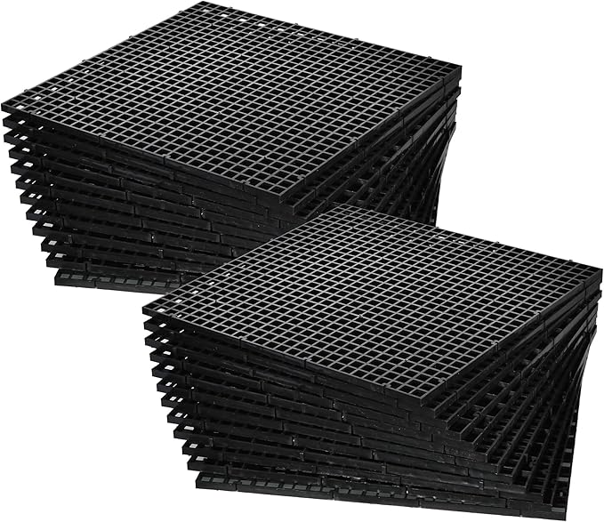 ALEGI 24 Pcs Aquarium Fish Tank Divider Plastic Egg Crate Aquarium Filter Bottom Tray Grid Isolation Board Partition Net Pane Separator (L 24pcs Black)