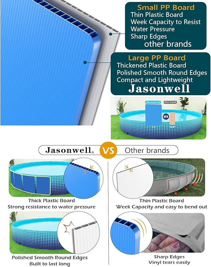 Jasonwell Foldable Dog Kiddie Pool - Hard Plastic Kids Paddling Pool Toddler Baby Swimming Pools for Backyard Collapsible Whelping Box Pet Doggie Cats Wading Pools Bathtub for Puppy Large Dogs 97In