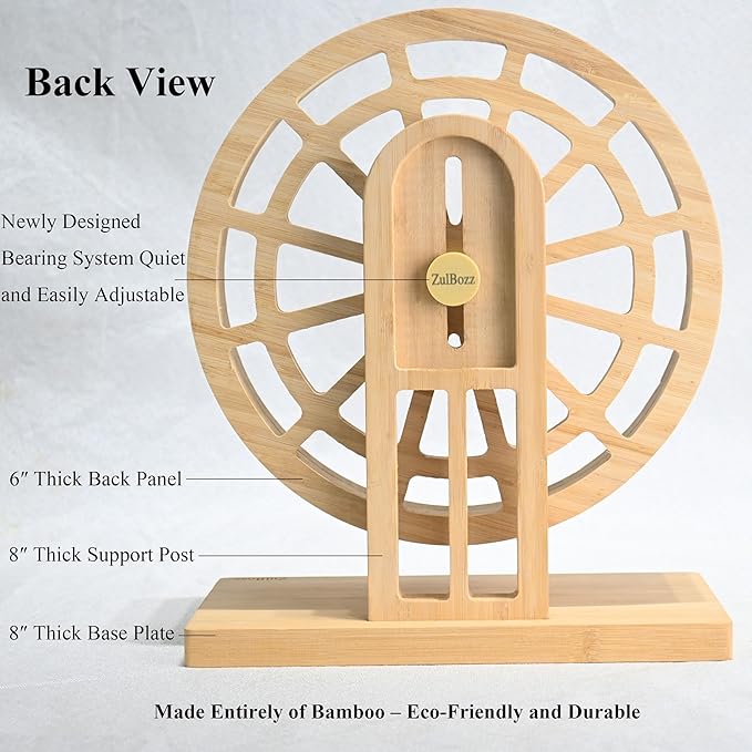 Hamster Wheel – Silent Hamster Toys, 11 Inch Chinchilla Wheel for Syrian, Dwarf Hamsters, Gerbil Wheel – Bamboo Cage Accessories, Exercise Wheel, Small Animal Toy