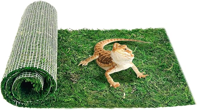 Reptile Carpet Cuttable Terrarium Mat Artificial Moss Reptile Liner Green Substrate Flooring Bearded Dragon Tank Accessories for Leopard Gecko Lizard Snake Tortoise (11.81" x 47.24")