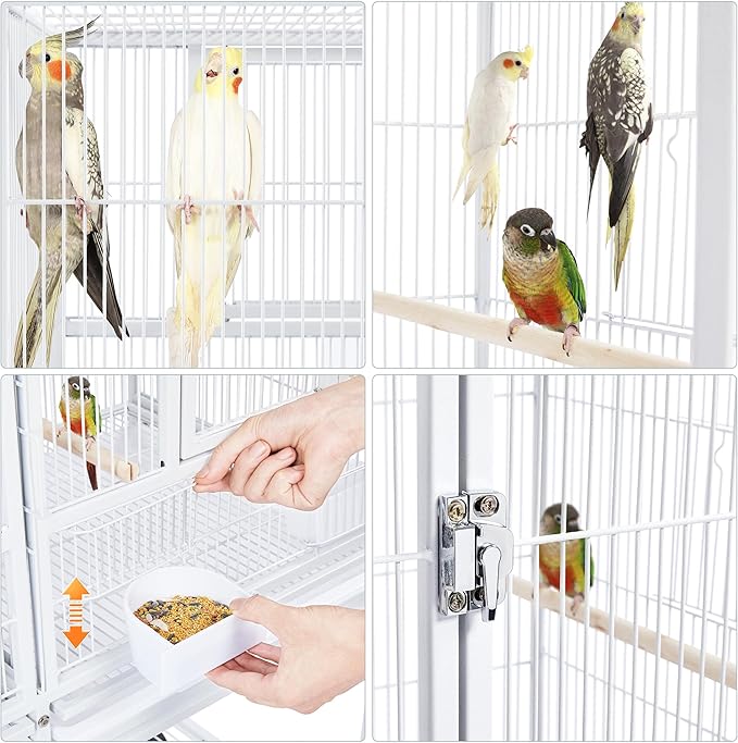 Yaheetech Stackable Divided Breeder Breeding Parakeet Bird Cage for Canaries Cockatiels Lovebirds Finches Budgies Small Parrots with Rolling Stand, White