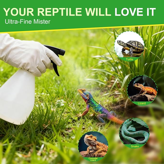 Professional Reptile Spray Bottle with Ergonomic Design,Reptile Mister Bottle,No Clog No Leak,Easy to Grip with Adjustable Nozzle,500ml(17oz)
