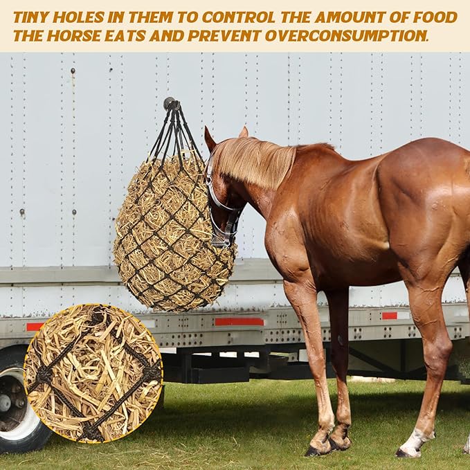 Hay Nets for Horses,2.36"x2.36" Holes 40”Horse Hay Feeder Net for Slower Feeding,Strong Load-Bearing Hay Bag Hanging for Horse Stable Trailer (Black-1PACK)