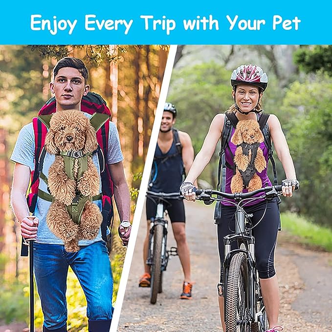 PetBonus Pet Front Dog Carrier Backpacks, Adjustable Pet Backpack, Legs Out Easy-fit Puppy Chest Carrier for Medium Small Dogs, Hands Free for Hiking, Cycling (Black, S)