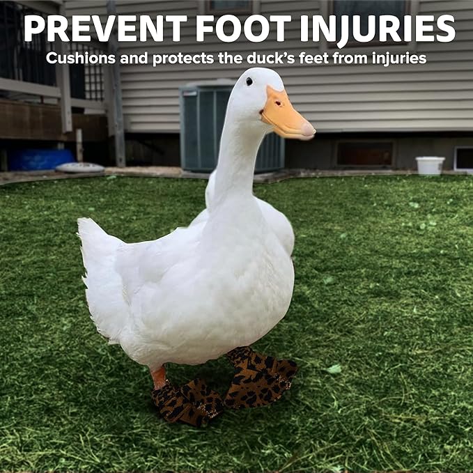 Duck Shoes for Injured Feet – Protective Neoprene Footwear for Ducks, Protective Shoes for Birds with Injured feet, Bumblefoot Relief - Small, 2.5’’ Max. Inside Width - Leopard