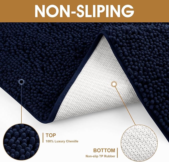 IM HOME 48" x 38" Navy Blue Dog Door Mats for Muddy Paws, Chenille Absorbent Dog Mat, Non Slip Heavy Mud Mat for Dogs, Soft Pet Bed Mat for Entryway, Mud Paws, Inside Floor