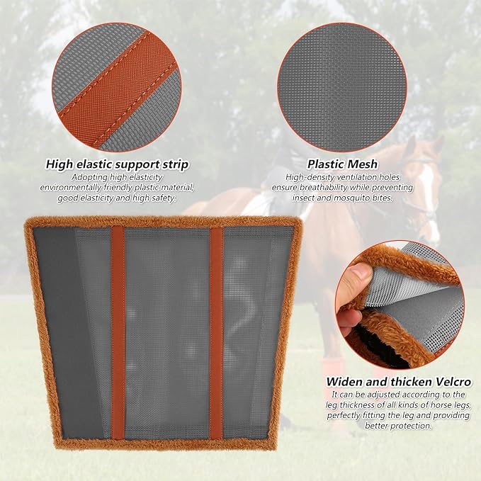 Fly Boots for Horses. Horse Fly Boots Set of 4. Adjustable Horse Fly Boots Stops Stomping Fly Leg Wraps for Horses,