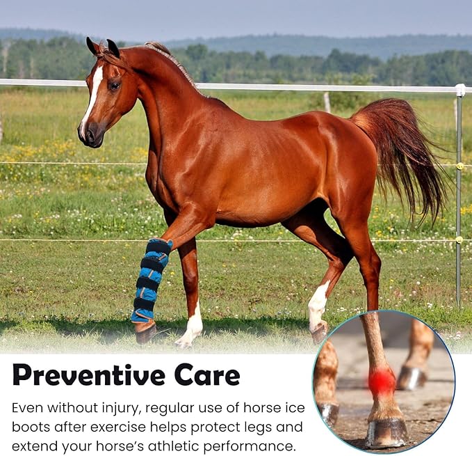 Reusable Gel Horse Ice Boots – 2 Pack Cold Therapy Gel Wraps with Adjustable Straps for Horses’ Leg, Ankle, and Knee, Reusable Cooling Boots for Equine Care & Equestrian Use