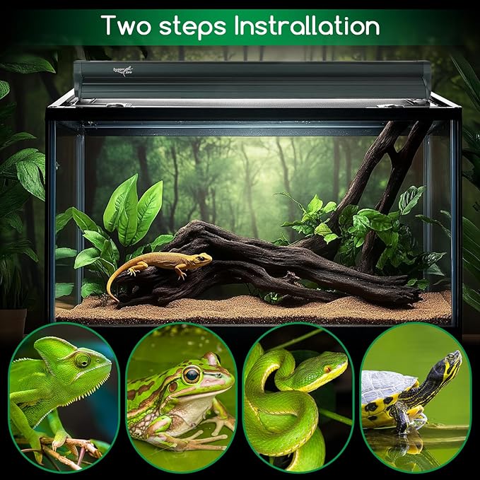 T8 Reptile Light Fixture Combo Kit 15W 18.3IN Green Fluorescent Tube 10.0 UVB Light Bulb for Bearded Dragon Lizards Tortoise 1 Count
