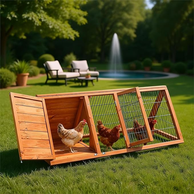Chicken Coop, Chicken Run,Small Wooden Duck Coop Outdoor Quail Cage Rabbit Pet Hutch House Small Animals (Ntural Wood)