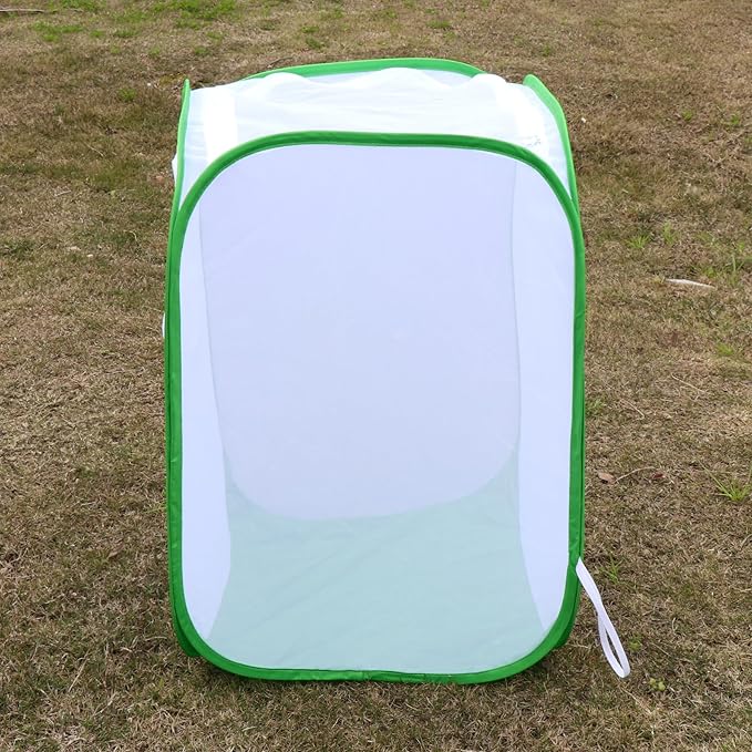 Collapsible Mesh Bird Cage for Song Bird, Bird Cage Seed Catcher White, Large Parakeet Cages, Pop-Up Design, 18 x 18 x 46 Inches
