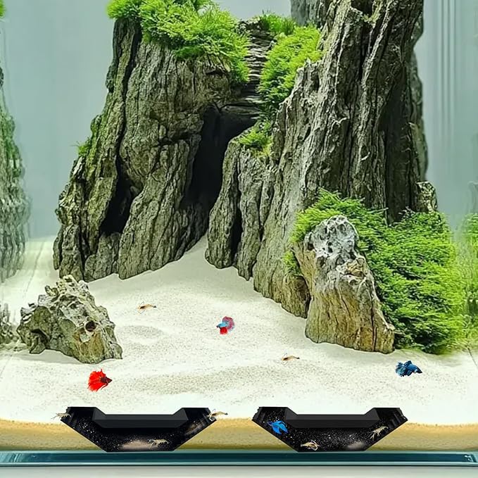 2 PCS Shrimp Underground Viewing Tunnel, Fish Hideout Natural Habitat Aquarium Breeding Cave, Aquarium Decor for Cherry Shrimp and Small Fishes, Black