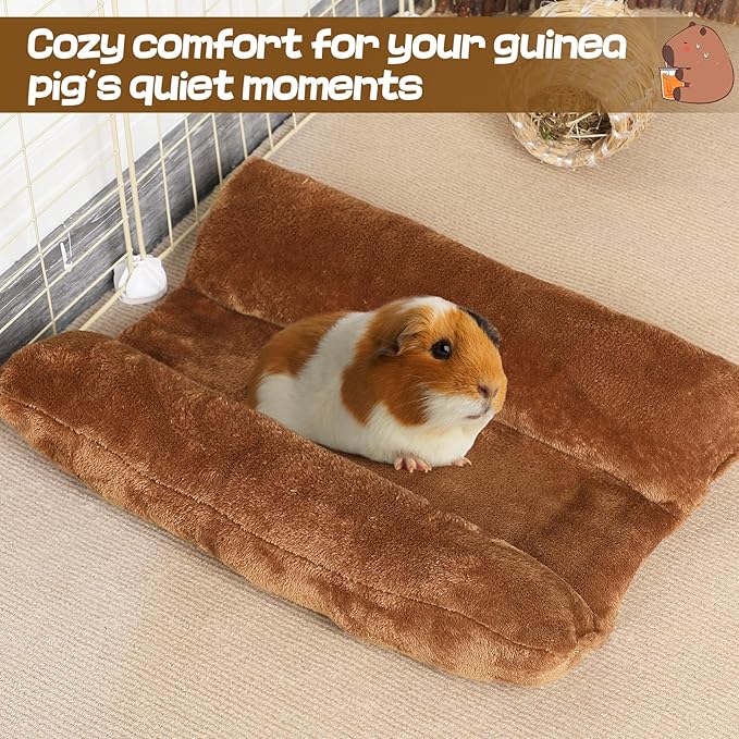 Alphatool 15.7" x 14" Soft Bunny Bed - Rabbit Bed, Warm Cuddle Cushion Plush Mat for Guinea Pig, Ferret, Small Animal - Brown