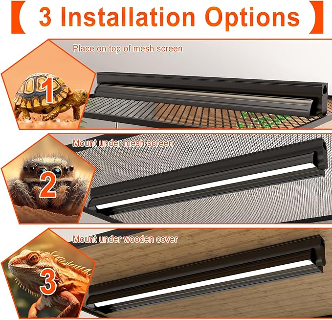 24W T5 UVB Reptile Light Fixture Combo Kit – 10.0 UVB Fluorescent Tube for Bearded Dragons, Lizards & Tortoises – UVA UVB Reptile Light, 22" Terrarium Hood (UVB 10.0-Desert, 22INCH-24W)