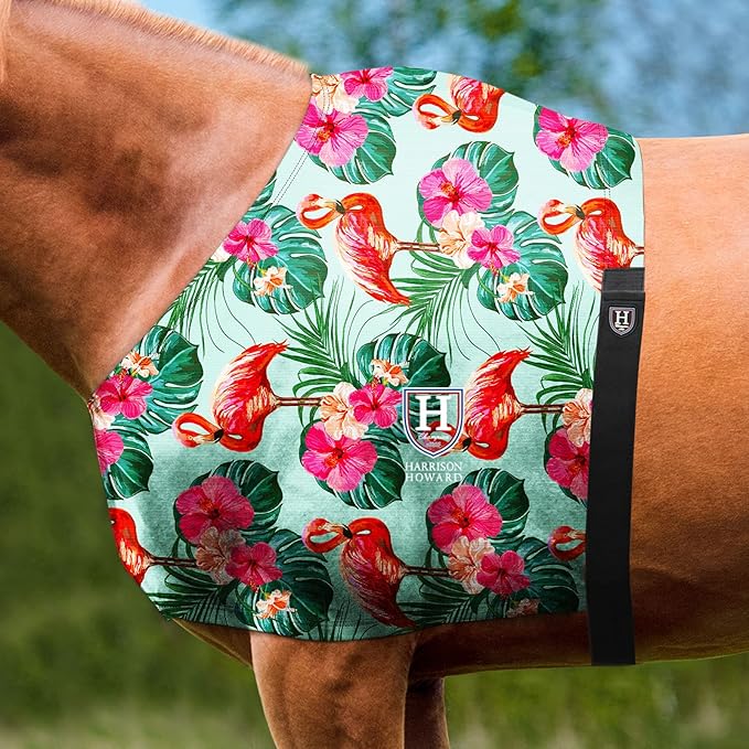 Harrison Howard Heat-Insulating Breathable Stretchy Shoulder Guard Anti Rub Bib for Horse Chic Flamingo M