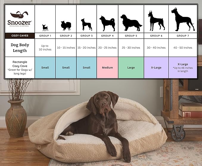 Snoozer Pet Products Luxury Rectangle Cozy Cave Dog Bed with Microsuede, Showdog Collection, Extra Large, Merlin Linen