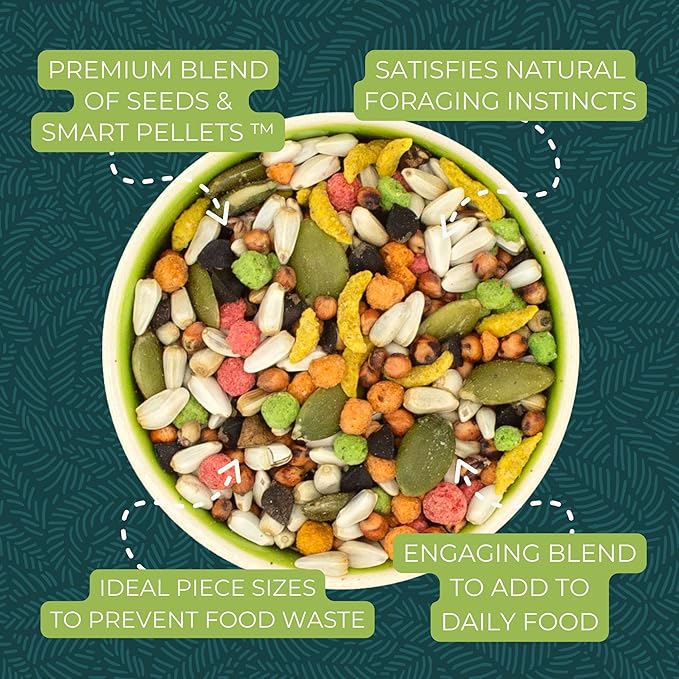 ZuPreem Sensible Seed Bird Food, Cockatiel, Lovebird, Quaker, Small Conure, Seed and Pellet Blend for Medium Birds, Food Mixer Topper, Enriching Variety, Made in the USA, (M, 2 lbs)