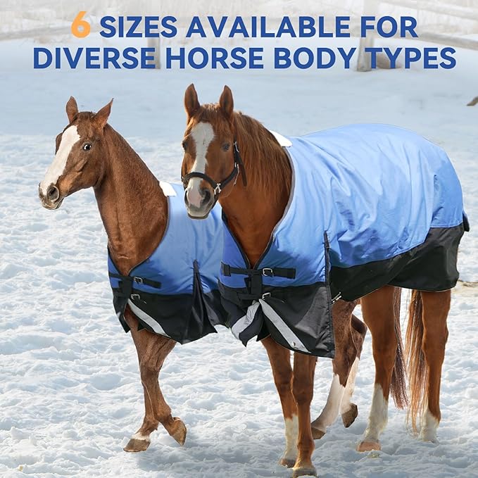 78” Winter Horse Blanket, 1200D Waterproof Poly Horse Turnout Blanket, Durable Tear-Resistant Thick Horse Blanket with Snuggit 220g Filling, Breathable Warmth Turnout Blankets for Horse