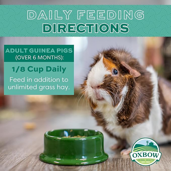 Oxbow Essentials Guinea Pig Food, Adult Guinea Pig, Made with Oxbow Timothy Hay, Pet Food Pellets with Vitamin C, Small Animal Pet Products, Made in USA, High Fiber, 10 lb. bag