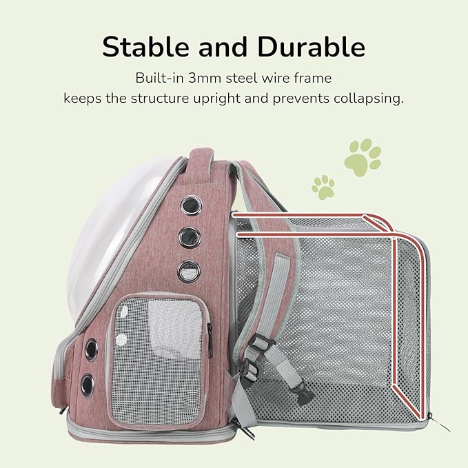 Cat Backpack Carrier for Large Cats, Expandable Cat Bubble Backpack, Dog Carriers for Small Medium Dogs, Airline Approved Pet Carrier for Travel Hiking Outdoor(Brown)