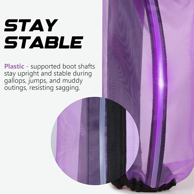 All-Purpose Fine Mesh Horse Fly Boots Breathable Anti-Fly Leggings with Sturdy Support Strips Reduce Annoying Stomping & 360°Leg Protection Durable Easy-Clean Material 4-Pack Lavender Purple