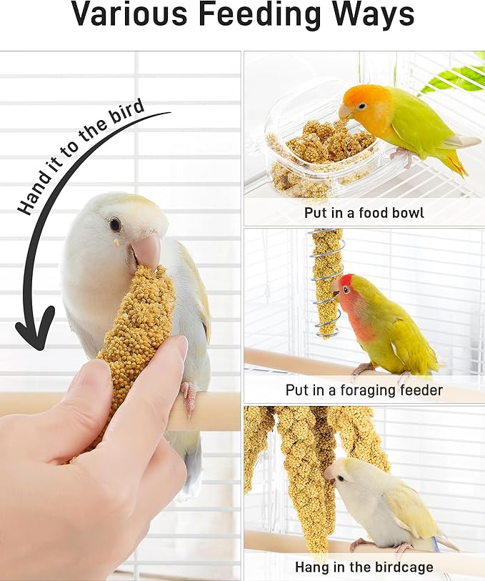 BUCATSTATE 2.2lbs Millet for Birds, Sun-Dried Parakeet Food for Parrot, Budgie, Cockatiel, Finches, Lovebird, GMO-Free Parakeet Treats (2.2lbs)