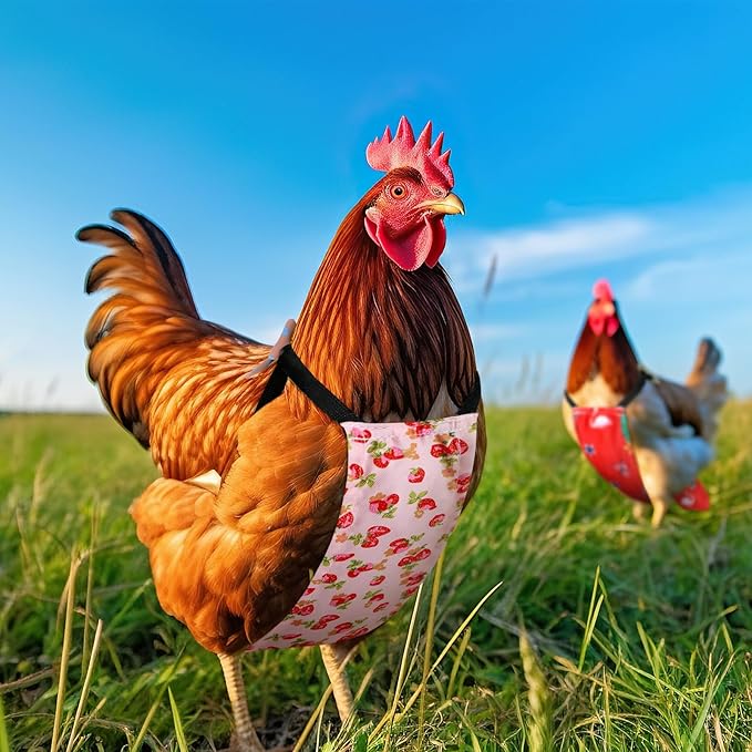 6 Pcs Chicken Diapers for Hens Rooster Ducks Reusable Washable Duck Diapers with Bow Tie for Ducklings Hens Goose Poultry Adjustable Clothes for Hen Rooster Chicken(Cute,M)