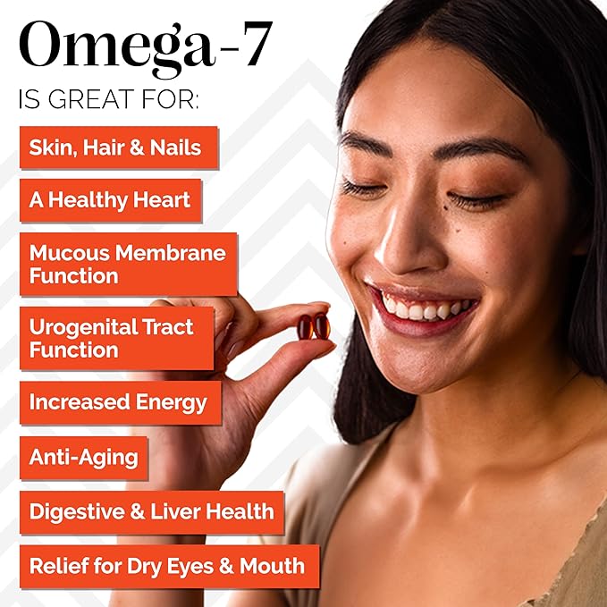 sibu Sea Buckthorn Omega-7 Softgels (30-Day Refill Sachet) – Supplement for Healthy Skin, Hair, Nails and Dryness