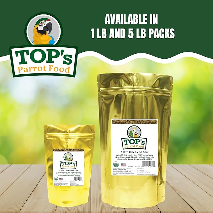 TOP's All in One Seed Mix for Large Birds, Non-GMO, Peanut Soy & Corn Free, USDA Organic Certified, 5 lb