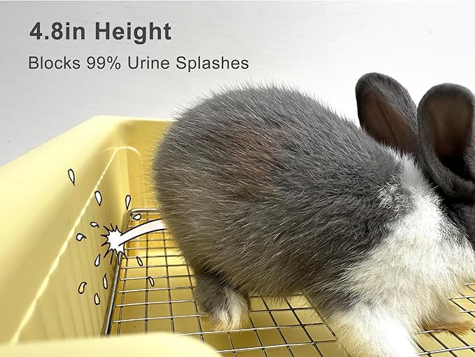 Stainless Steel Gird Rabbit Litter Box, Large Corner Potty Tray for Small Animals Guinea Pigs, Ferrets,Chinchillas - Toilet with Low Entry & Easy Clean(15×11.2×4.8in)
