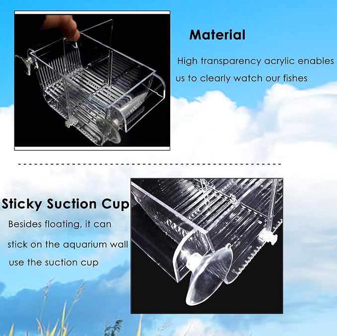 Cepetsma Fish Breeder Box - Hang-on Nursery Fish Tank With Breeding Hatchery, Perf for Aggressive & Injured Species