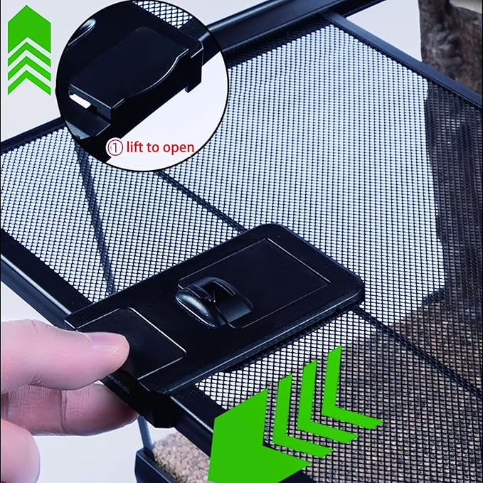 Reptile Terrarium Tank, Glass Reptile Vivarium, Sliding Mesh Cover, for Lizards, Horned Frogs, Snakes, Spiders, Turtle (L,10Gal (20"x12"x9.8"))