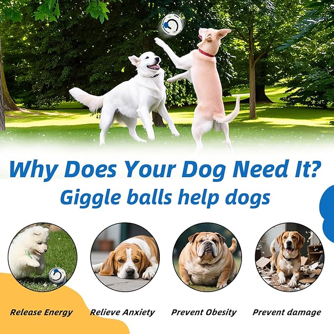 Glow in The Dark Dog Toys Ball, Interactive Dog Ball, Shaking with Gibbering Sound, M, 3.46 in (8.8 cm)