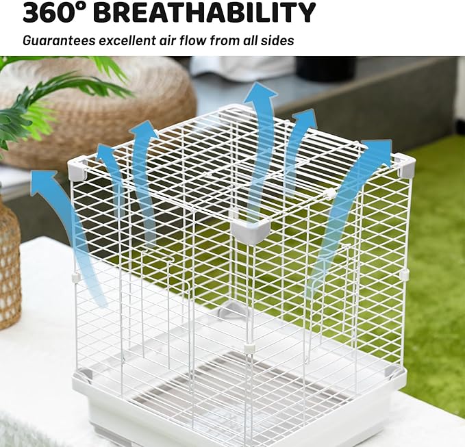 14.6" Portable Travel Bird Cage, Parrot Cage, Ample Room for Tail Movement, with Food Box, Perch, Water Bottle, for Vet Visit, Short Trip, Parakeet, Cockatiel, Budgie, Small Medium Birds
