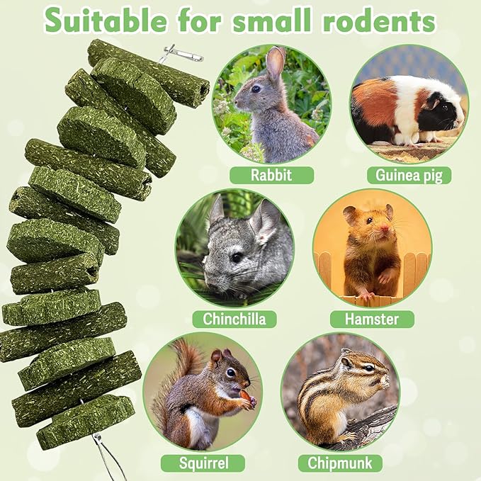 kathson 3Pcs Bunny Chew Toys Rabbit Chewing Toy for Teeth Hanging Grinding Chinchilla Treats Timothy Grass Cake Molar Balls for Guinea Pigs Hamsters Gerbils Rats Squirrels Playing Improve Pets Dental