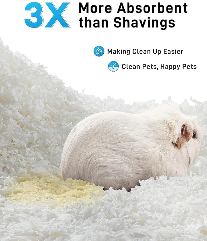BUCATSTATE Hamster Bedding 101L, 99% Dust-Free Guinea Pig Bedding Odor Control Paper Bedding, Cozy Small Animal Bedding for Rabbit Rat Syrian Dwarf Hamsters Gerbils (White)