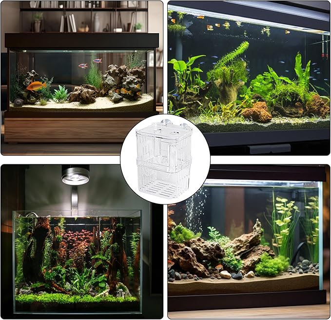 Breeder Box Fish, Acrylic White Breeder Isolation Divider Hatching Boxes, Fish Breeding Box, Hatchery Incubator Tank, Acrylic Fish Incubator Tank Divider for Baby Fish Betta Guppy Safe Acclimation
