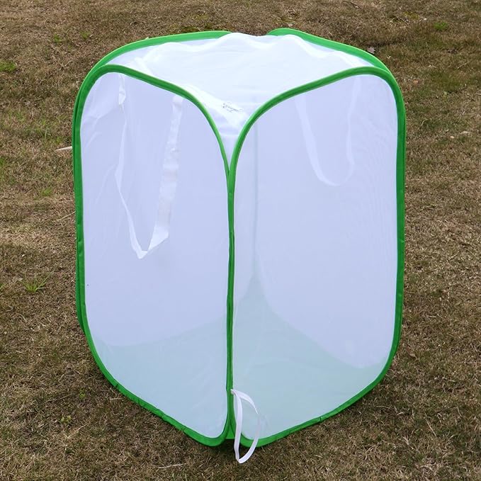 Collapsible Mesh Bird Cage for Song Bird, Bird Cage Seed Catcher White, Large Parakeet Cages, Pop-Up Design, 18 x 18 x 46 Inches