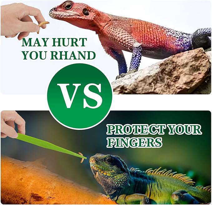 4-Pack Reptile Feeding Tongs Set - Hygienic Anti-Slip Green Tweezers for Bearded Dragons, Lizards, Snakes, Aquariums & Small Animals
