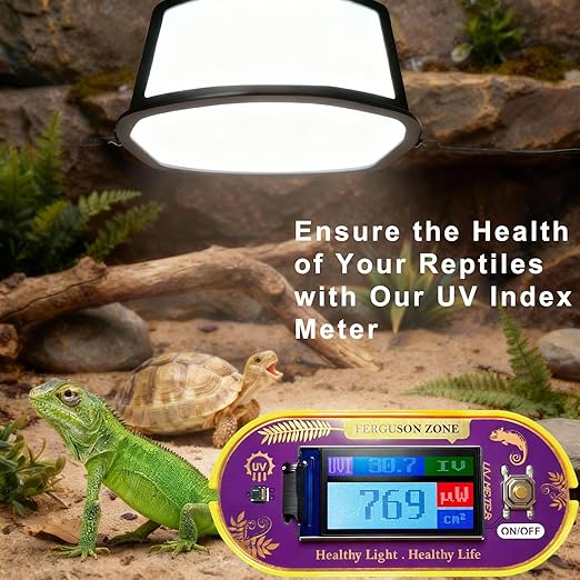 Reptile UVB UVA Light Meter for Bearded Dragon Tank Accessories, Portable Light Meter & Radiation Detector for Reptiles, Test Light and Sunlight Wavelength Meter with CR2032 Battery